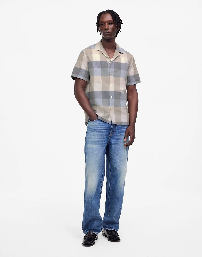 Short-Sleeve Button-Up Shirt Cotton-Linen Blend | Madewell