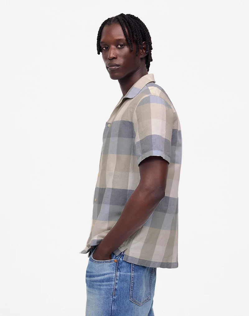 Short-Sleeve Button-Up Shirt Cotton-Linen Blend | Madewell