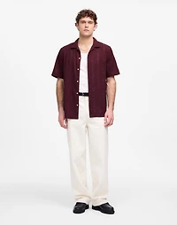 Camp-Collar Short-Sleeve Shirt Embroidered Cotton | Madewell