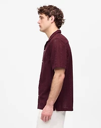 Camp-Collar Short-Sleeve Shirt Embroidered Cotton | Madewell