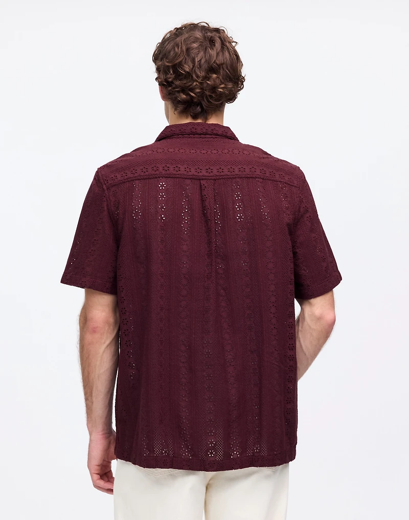 Camp-Collar Short-Sleeve Shirt Embroidered Cotton | Madewell
