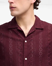 Camp-Collar Short-Sleeve Shirt Embroidered Cotton | Madewell