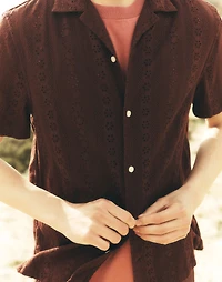 Camp-Collar Short-Sleeve Shirt Embroidered Cotton | Madewell