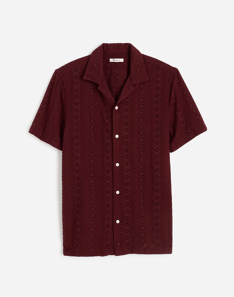Camp-Collar Short-Sleeve Shirt Embroidered Cotton | Madewell