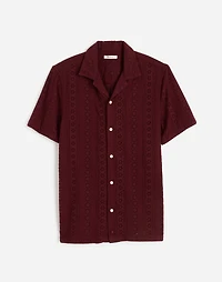 Camp-Collar Short-Sleeve Shirt Embroidered Cotton | Madewell