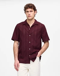 Camp-Collar Short-Sleeve Shirt Embroidered Cotton | Madewell