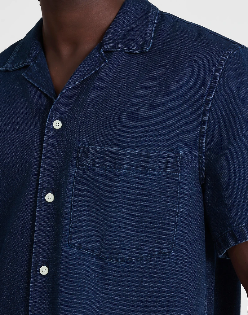 Indigo-Dyed Camp-Collar Short-Sleeve Shirt | Madewell