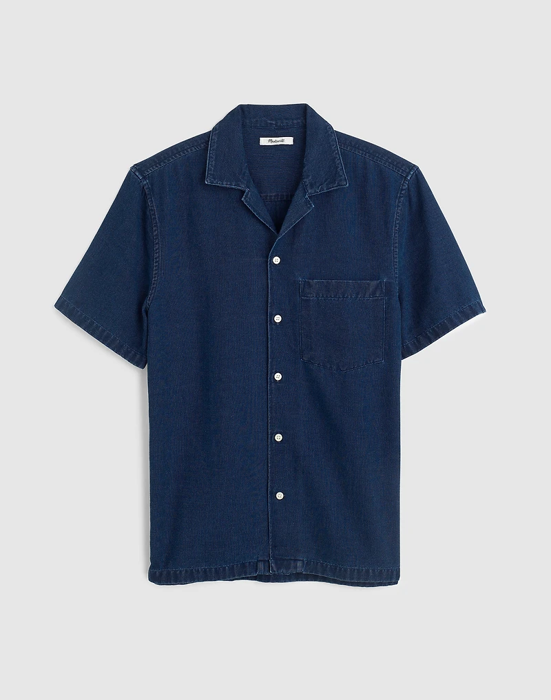 Indigo-Dyed Camp-Collar Short-Sleeve Shirt | Madewell
