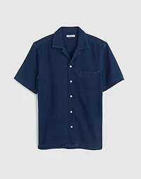 Indigo-Dyed Camp-Collar Short-Sleeve Shirt | Madewell