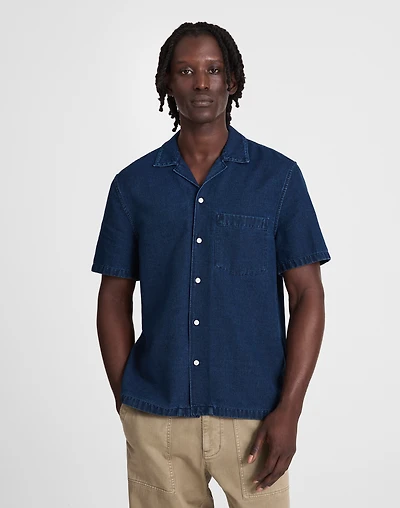 Indigo-Dyed Camp-Collar Short-Sleeve Shirt | Madewell