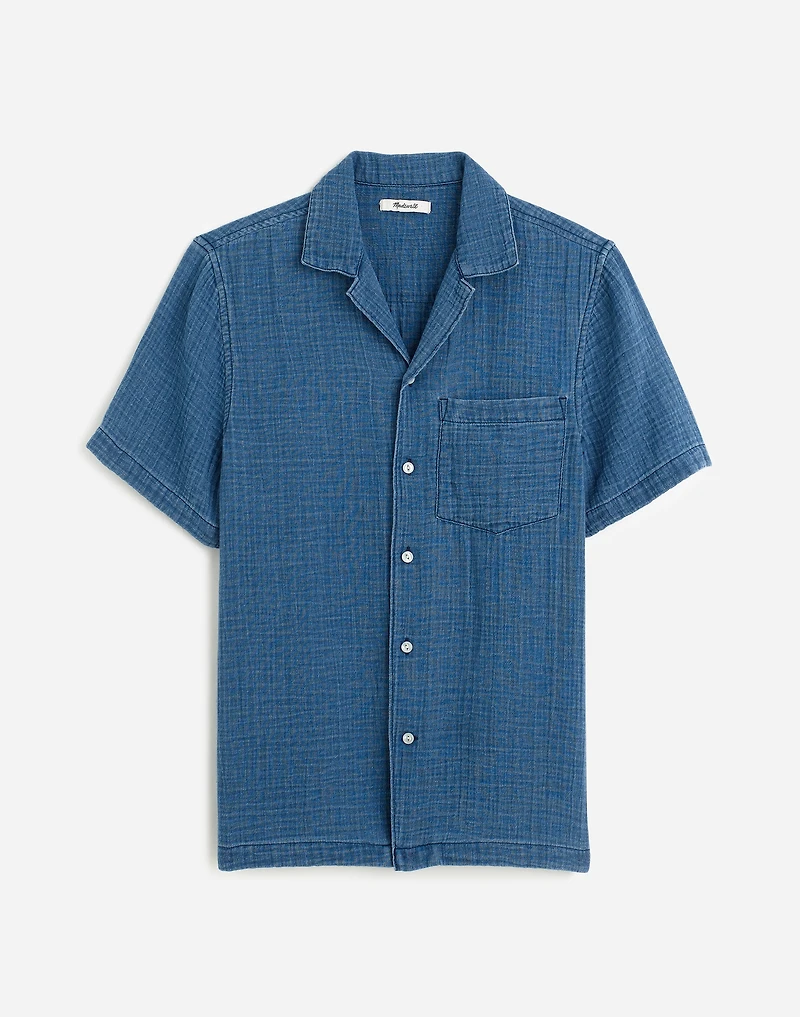 Indigo-Dyed Short-Sleeve Button-Up Shirt | Madewell