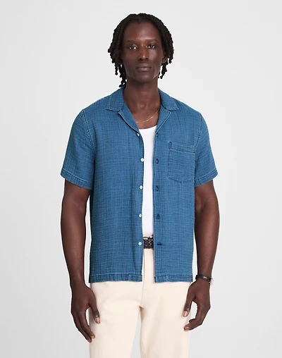 Indigo-Dyed Short-Sleeve Button-Up Shirt | Madewell
