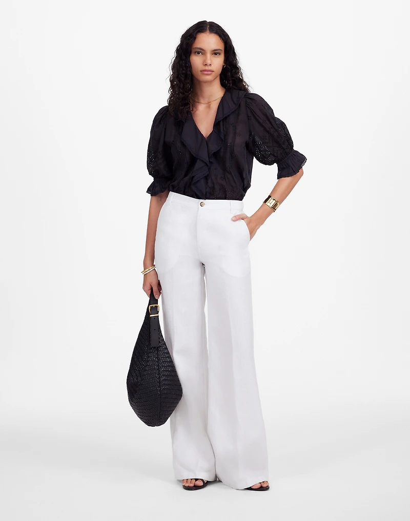 The Zoe Relaxed Wide Pant 100% Linen | Madewell
