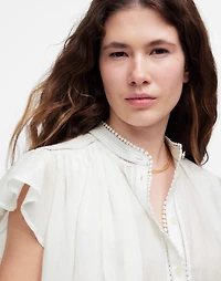 Shirred Lace-Trim Top | Madewell
