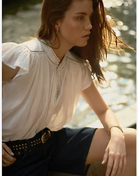 Shirred Lace-Trim Top | Madewell