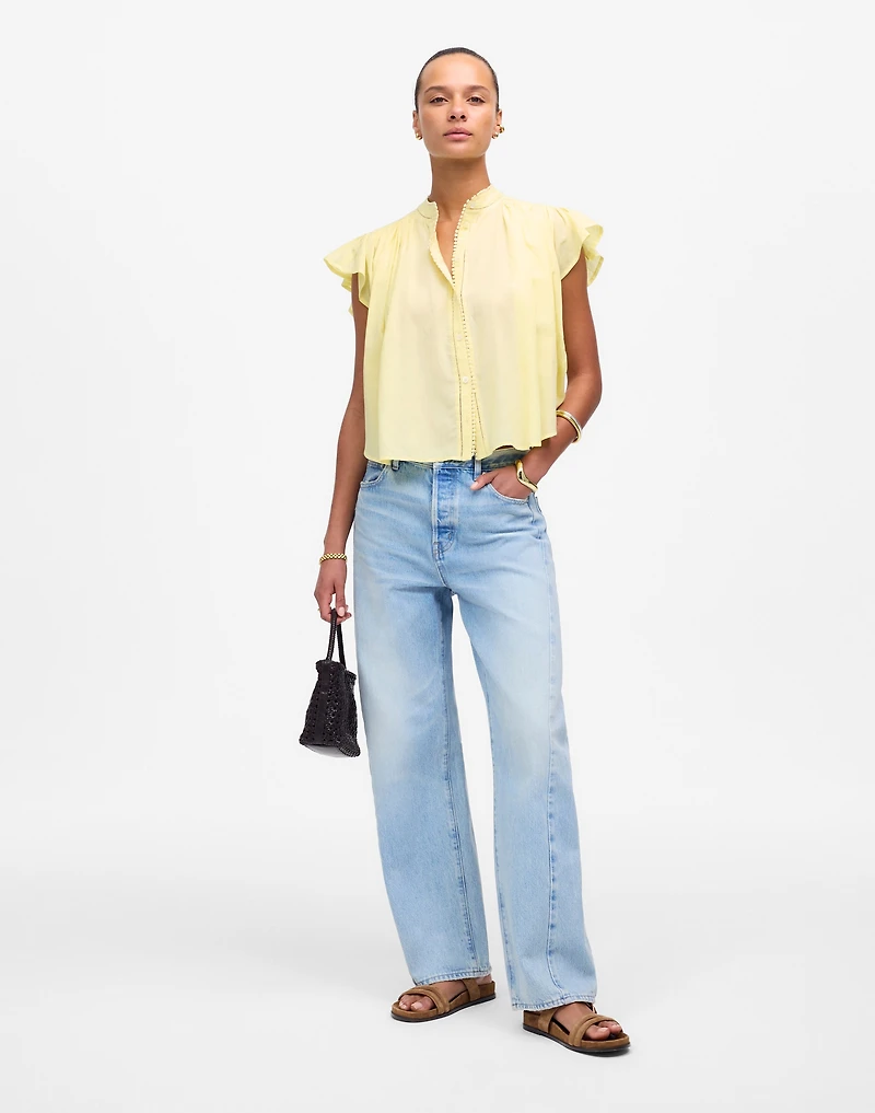 Shirred Lace-Trim Top | Madewell