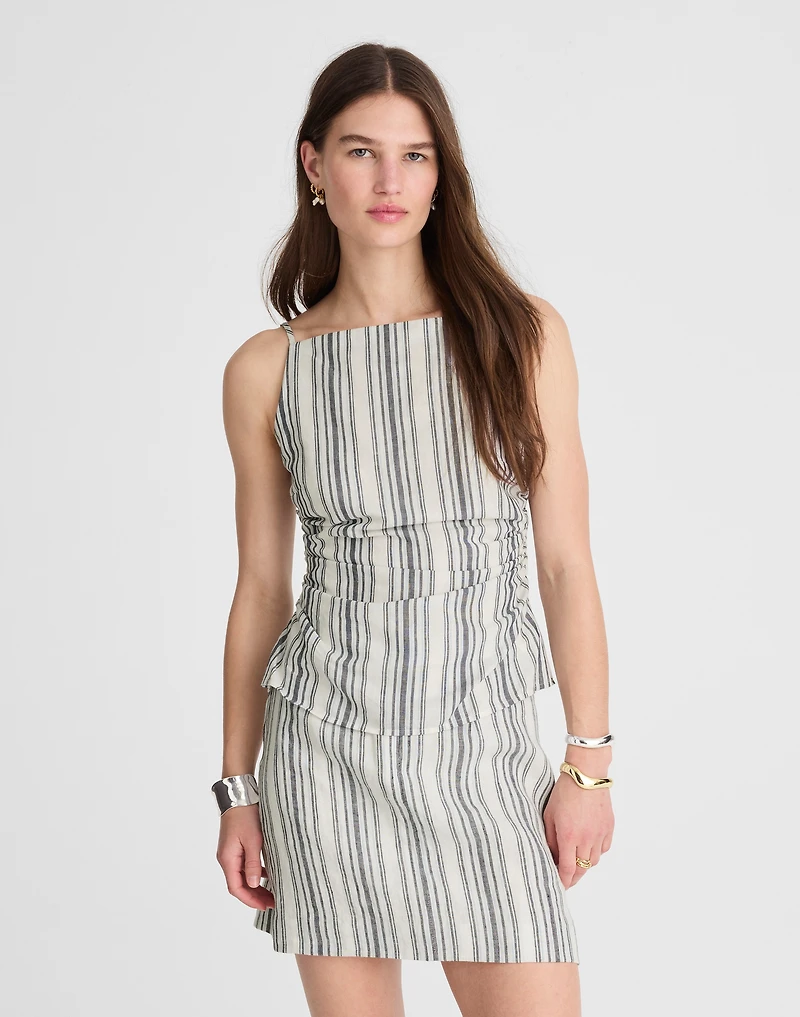 Ruched Squareneck Tank Linen-Cotton | Madewell