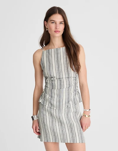 Ruched Squareneck Tank Linen-Cotton | Madewell