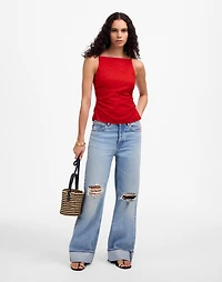 Ruched Squareneck Tank Linen-Cotton | Madewell