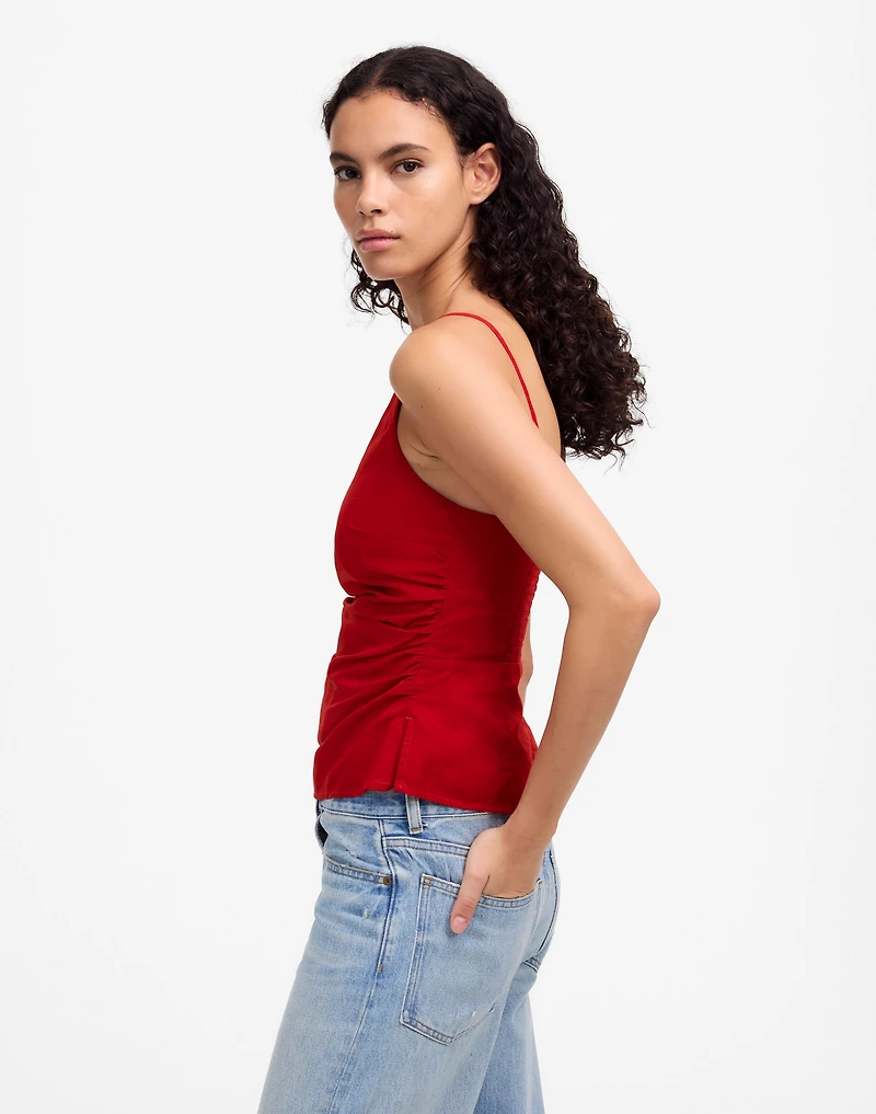 Ruched Squareneck Tank Linen-Cotton | Madewell