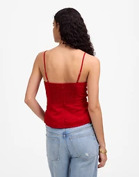Ruched Squareneck Tank Linen-Cotton | Madewell