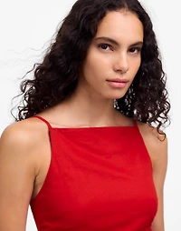 Ruched Squareneck Tank Linen-Cotton | Madewell
