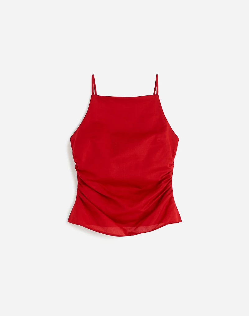Ruched Squareneck Tank Linen-Cotton | Madewell
