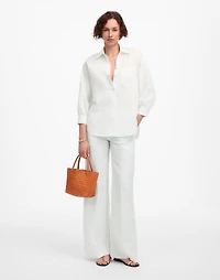 Shirred Button-Up Shirt in Linen-Cotton | Madewell