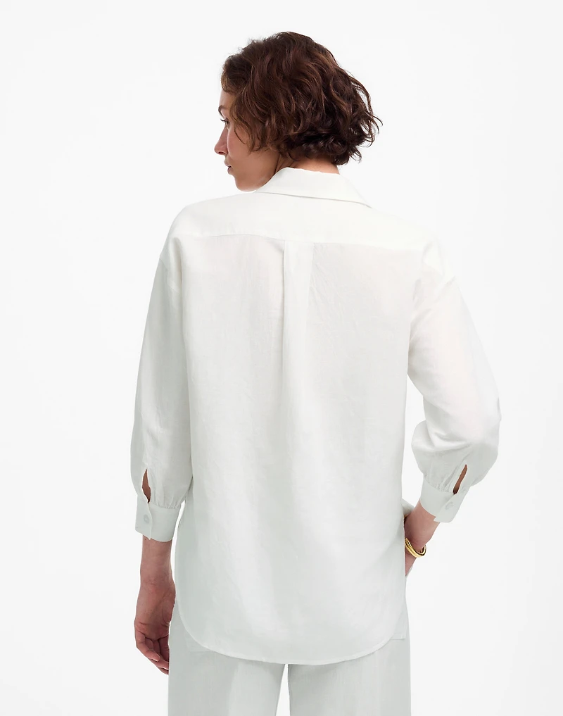 Shirred Button-Up Shirt in Linen-Cotton | Madewell