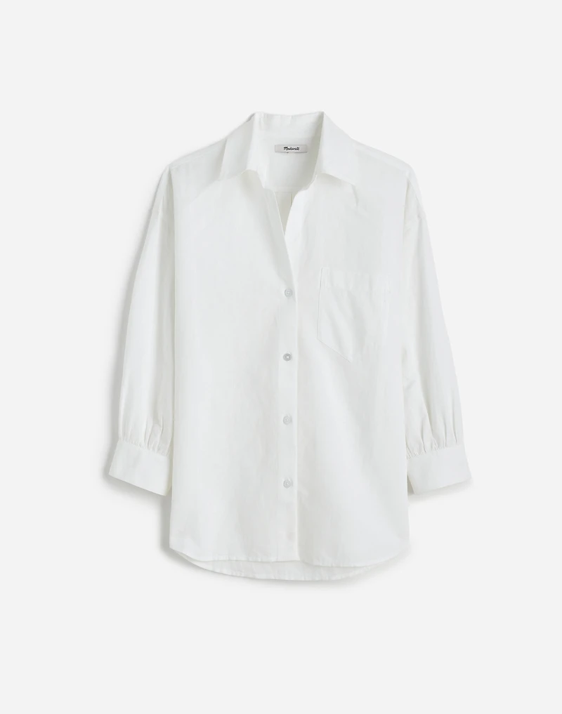 Shirred Button-Up Shirt in Linen-Cotton | Madewell