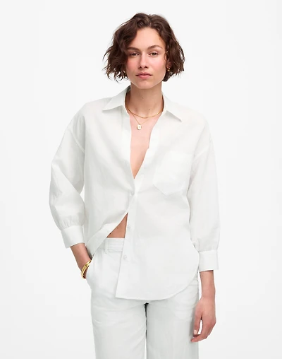 Shirred Button-Up Shirt Linen-Cotton | Madewell