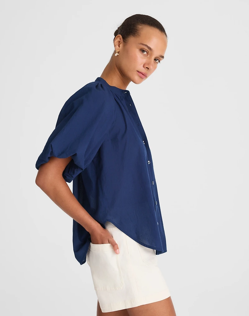 Shirred Balloon-Sleeve Top Cotton Voile | Madewell