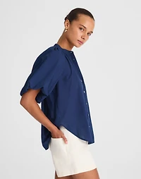 Shirred Balloon-Sleeve Top Cotton Voile | Madewell