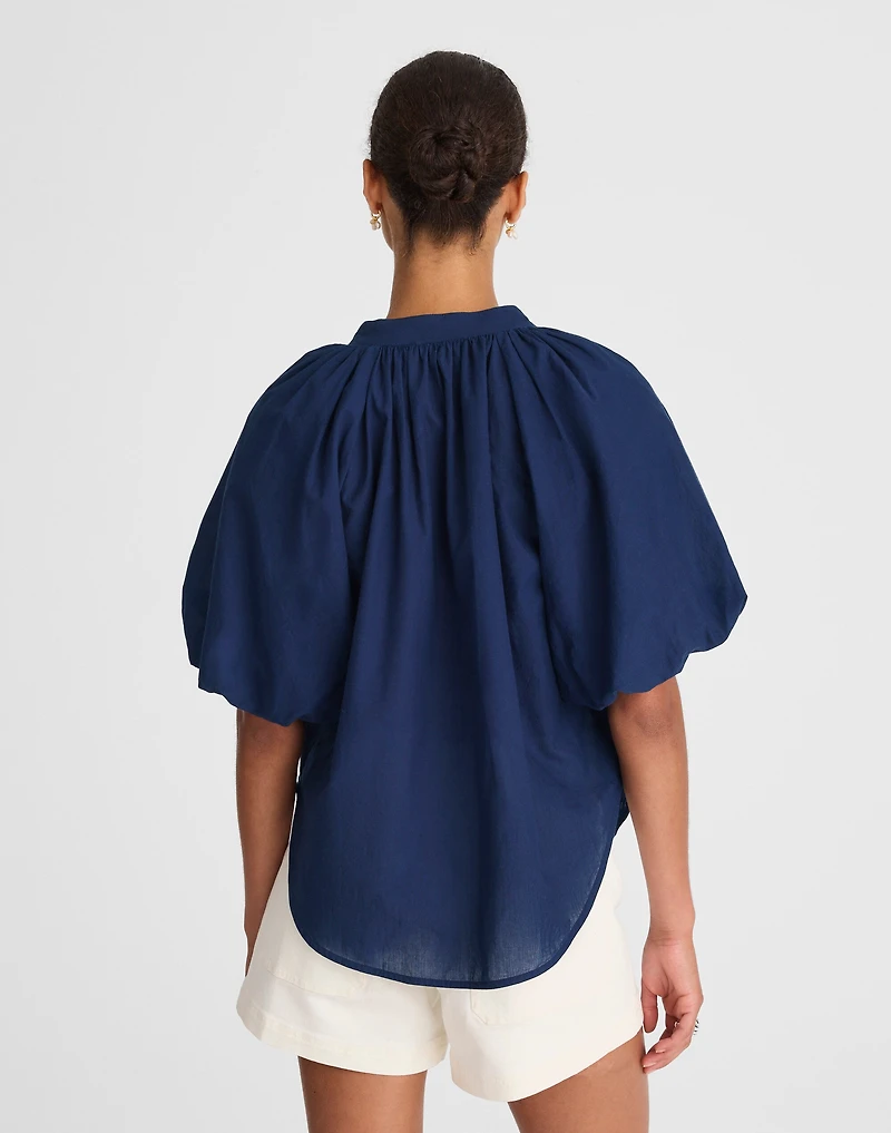 Shirred Balloon-Sleeve Top Cotton Voile | Madewell