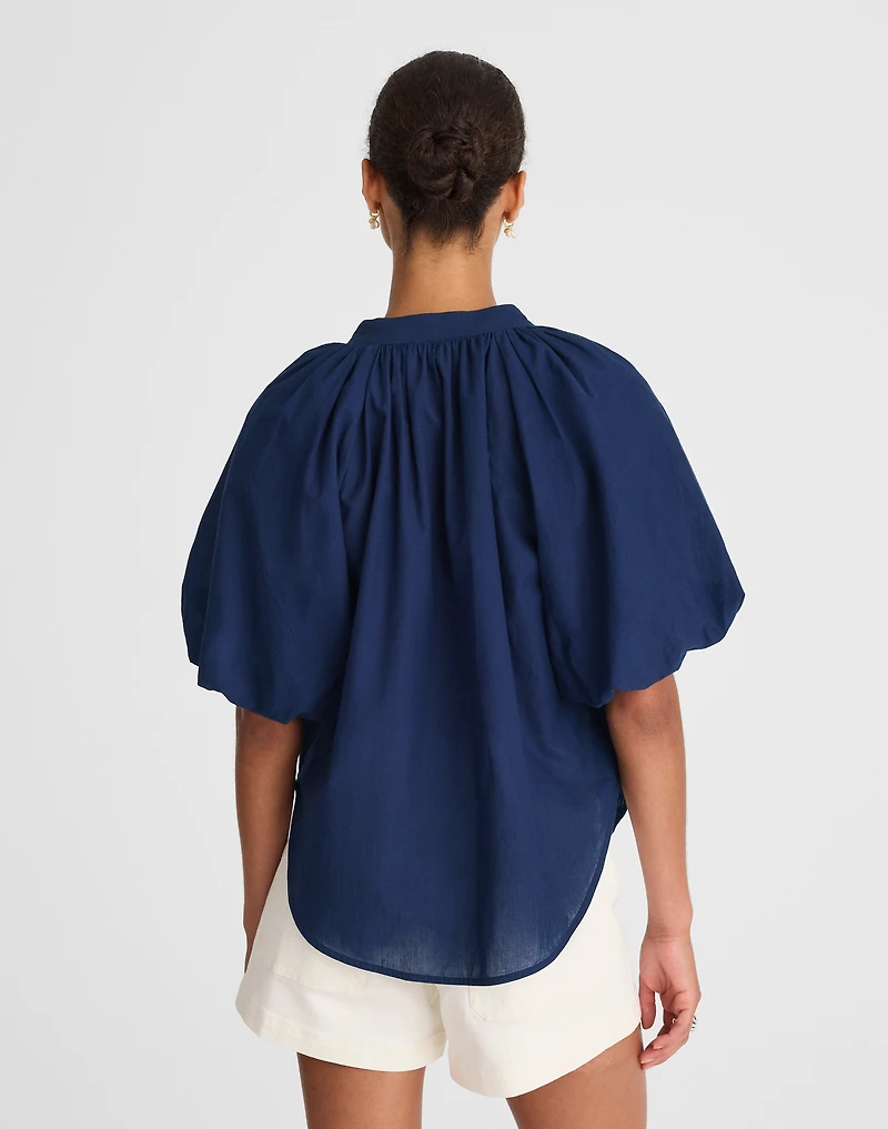 Shirred Balloon-Sleeve Top Cotton Voile | Madewell