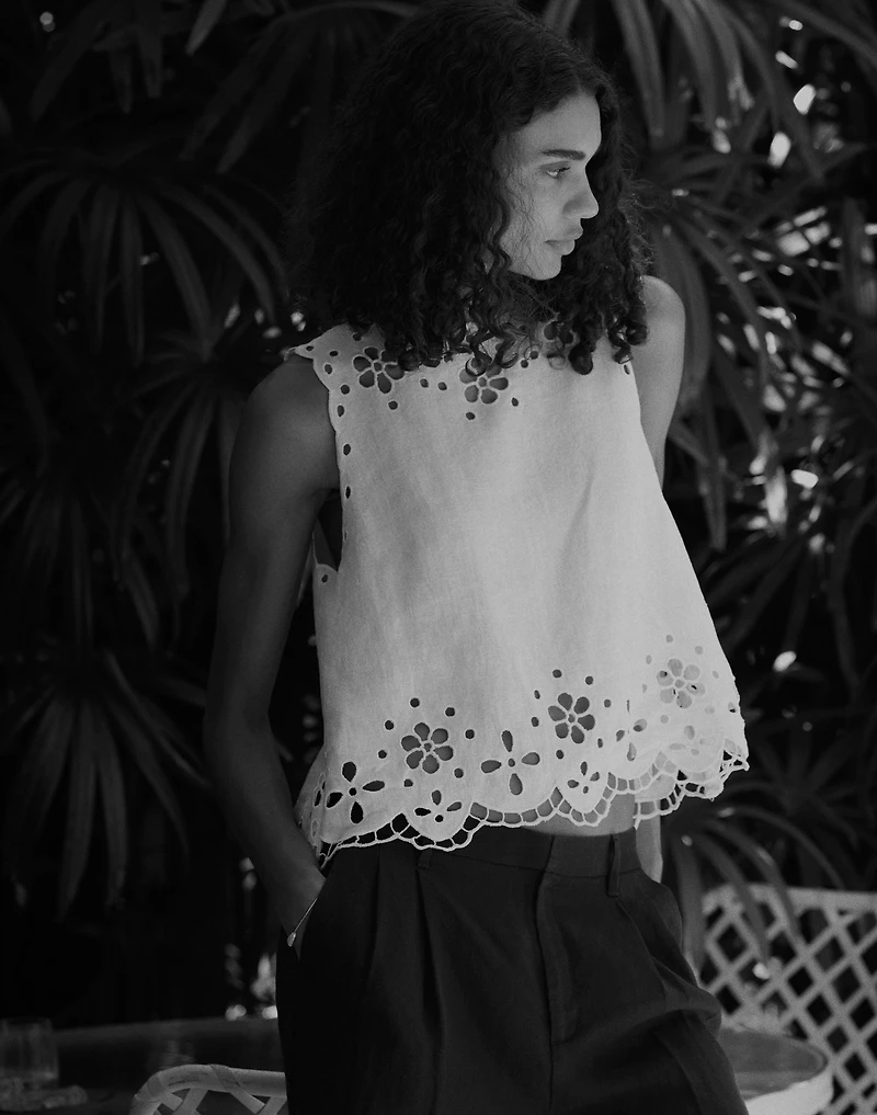 Embroidered Eyelet High-Low Tank | Madewell