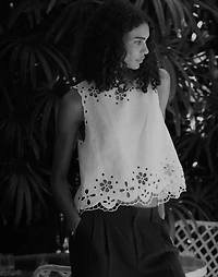 Embroidered Eyelet High-Low Tank | Madewell