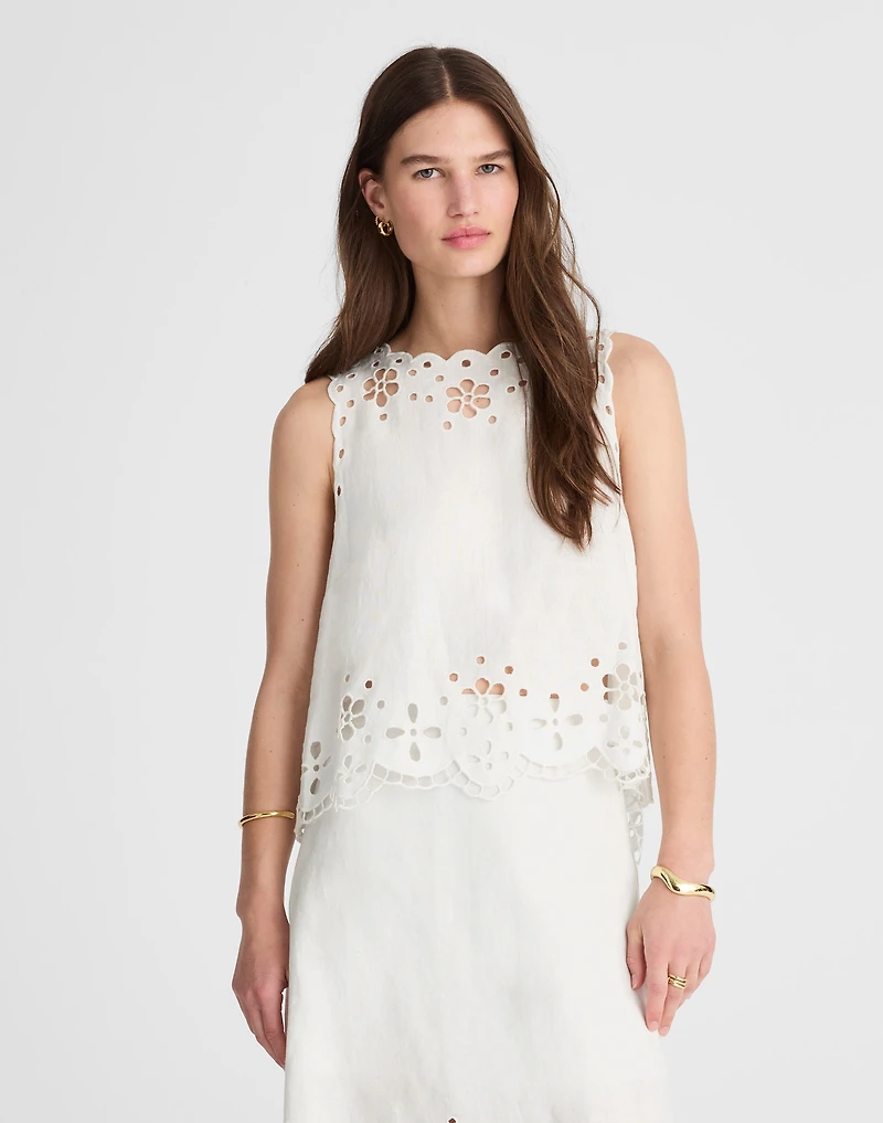 Embroidered Eyelet High-Low Tank | Madewell