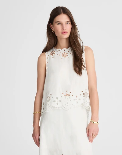 Embroidered Eyelet High-Low Tank | Madewell