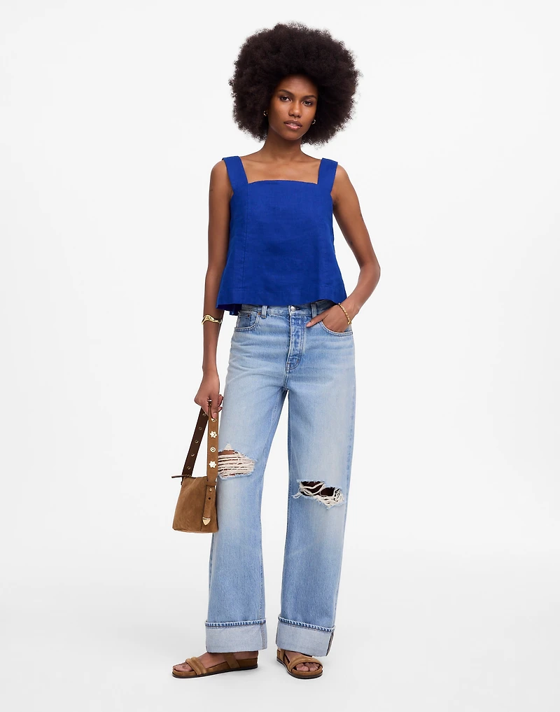 Curved-Neck Shell Tank 100% Linen | Madewell