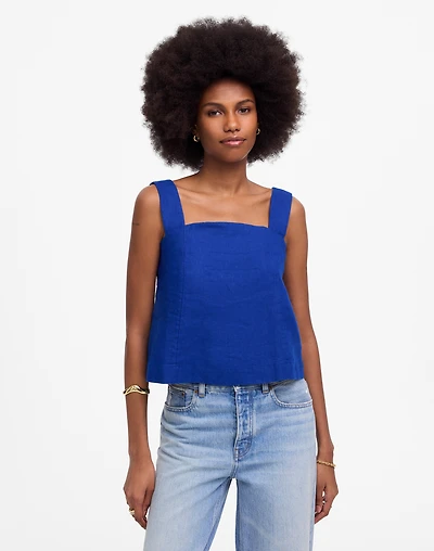Curved-Neck Shell Tank 100% Linen | Madewell