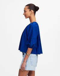 Shirred Puff-Sleeve Top Cotton-Silk Voile | Madewell