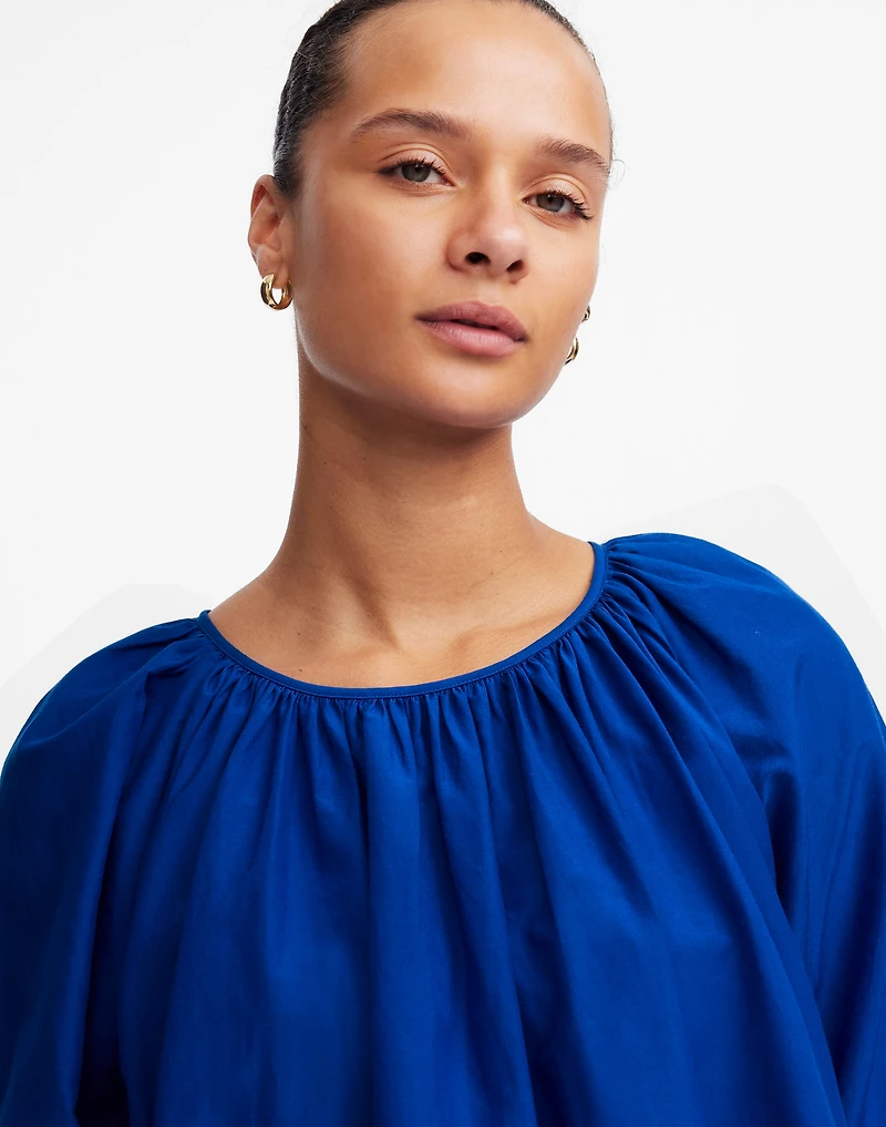 Shirred Puff-Sleeve Top Cotton-Silk Voile | Madewell