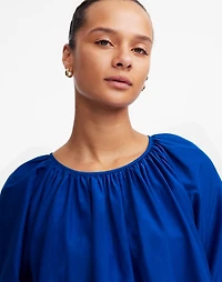 Shirred Puff-Sleeve Top Cotton-Silk Voile | Madewell