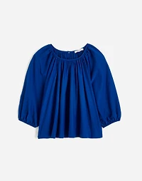 Shirred Puff-Sleeve Top Cotton-Silk Voile | Madewell