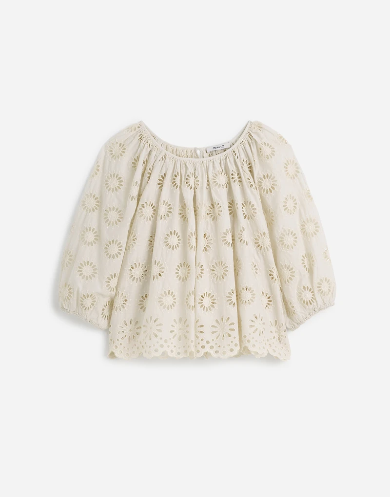 Embroidered Shirred Puff-Sleeve Top | Madewell