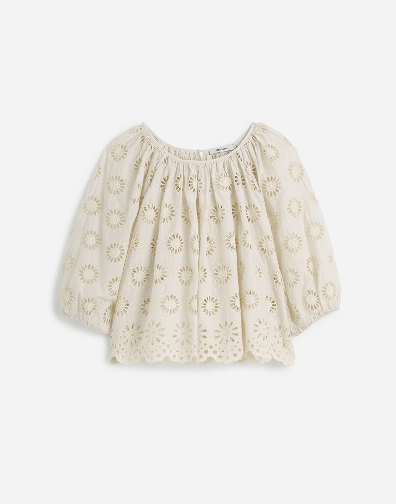 Embroidered Shirred Puff-Sleeve Top | Madewell
