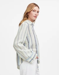Linen Easy Y-Neck Button-Up Shirt Mixed Stripe | Madewell