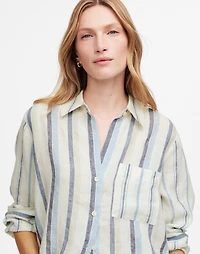 Linen Easy Y-Neck Button-Up Shirt Mixed Stripe | Madewell