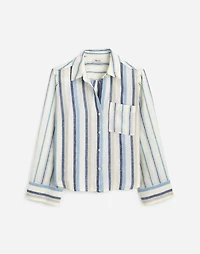 Linen Easy Y-Neck Button-Up Shirt Mixed Stripe | Madewell
